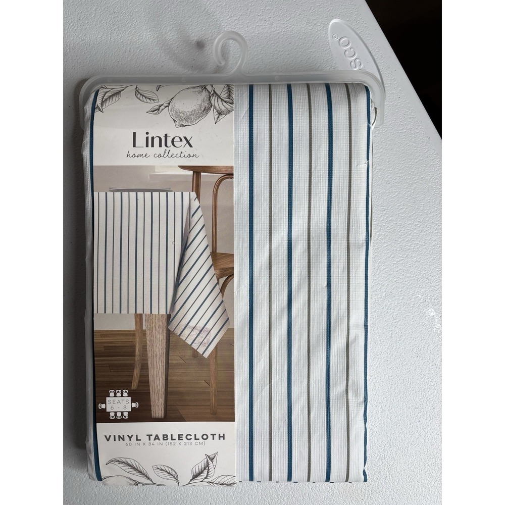 Lintex Vinyl Tablecloth Home Collection Rectangle French‎ Stripe Lot Of 2 New - Picture 11 of 16